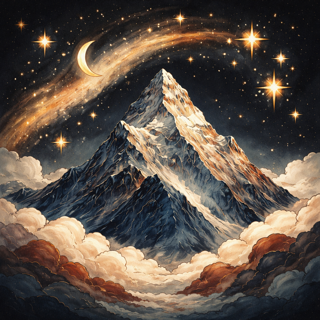 K2 mountain peak through clouds